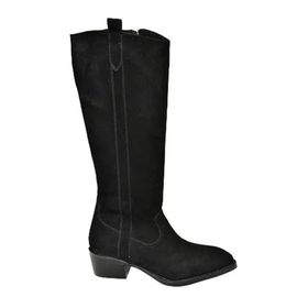Fox Shoes T480142802 Siyah Süet Alçak Topuklu Kadın Çizme