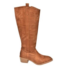 Fox Shoes T480142802 Taba Süet Alçak Topuklu Kadın Çizme