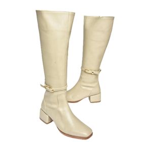 Fox Shoes T590142609 Bej Kalın Topuklu Kadın Çizme
