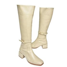Fox Shoes T590142609 Bej Kalın Topuklu Kadın Çizme