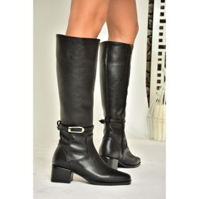 Fox Shoes T590142609 Siyah Kalın Topuklu Kadın Çizme