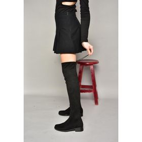 Fox Shoes T726888802 Siyah Süet Streç Kadın Çizme