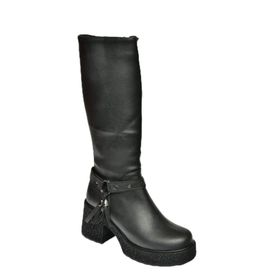 Fox Shoes T996224009 Siyah Kalın Topuklu Kadın Çizme