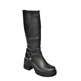 Fox Shoes T996224009 Siyah Kalın Topuklu Kadın Çizme