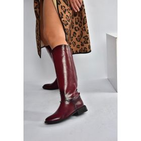 Fox Shoes V312361060 Bordo Rustik Klasik Kadın Çizme