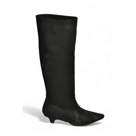 Fox Shoes V404012302 Siyah Süet Kısa Topuklu Kadın Çizme