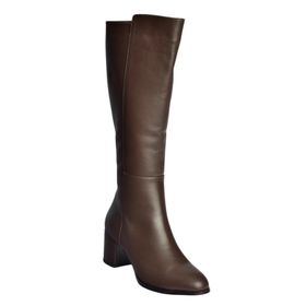 Fox Shoes V468213103 Kahverengi Hakiki Deri Kalın Topuklu Kadın Çizme