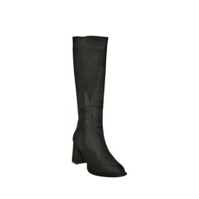 Fox Shoes V590179602 Siyah Süet Kalın Topuklu Klasik Kadın Çizme