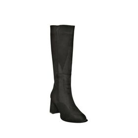 Fox Shoes V590179602 Siyah Süet Kalın Topuklu Klasik Kadın Çizme