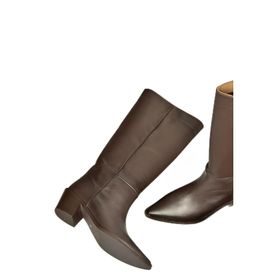Fox Shoes V654082103 Kahverengi Hakiki Deri Kalın Topuklu Kadın Çizme