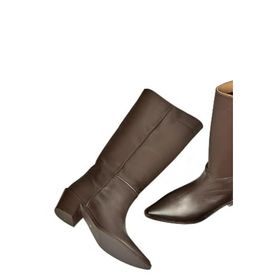 Fox Shoes V654082103 Kahverengi Hakiki Deri Kalın Topuklu Kadın Çizme