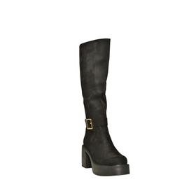 Fox Shoes V726454102 Siyah Süet Kalın Topuklu Klasik Kadın Çizme