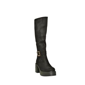 Fox Shoes V726454102 Siyah Süet Kalın Topuklu Klasik Kadın Çizme