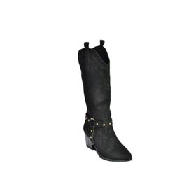 Fox Shoes V820320302 Siyah Süet Kalın Topuklu Kadın Çizme