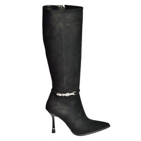 Fox Shoes V820330002 Siyah Süet İnce Topuklu Kadın Çizme