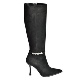 Fox Shoes V820330002 Siyah Süet İnce Topuklu Kadın Çizme