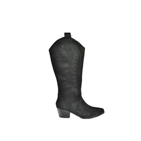Fox Shoes V820356002 Siyah Süet Kalın Topuklu Kadın Çizme