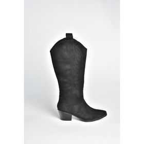 Fox Shoes V820356002 Siyah Süet Kalın Topuklu Kadın Çizme