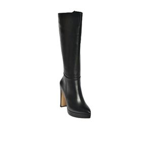 Fox Shoes V820660609 Siyah Kalın Platform Topuklu Kadın Çizme