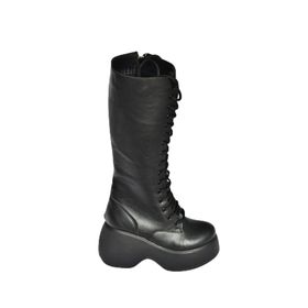 Fox Shoes V965307009 Siyah Dolgu Tabanlı Postal Kadın Çizme