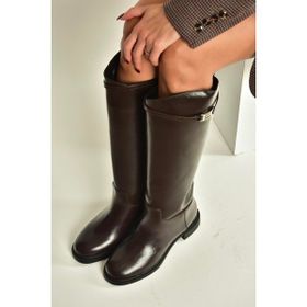 Fox Shoes V973720909 Kahverengi Klasik Alçak Tabanlı Kadın Çizme