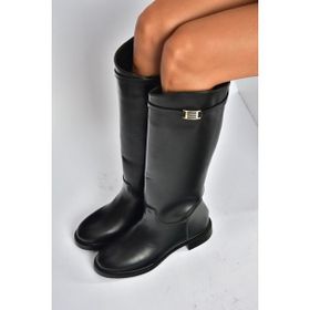Fox Shoes V973720909 Siyah Klasik Alçak Tabanlı Kadın Çizme