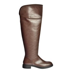 Fox Shoes V973801009 Kahverengi Alçak Topuklu Diz Üstü Klasik Kadın Çizme