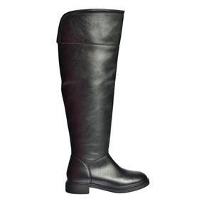 Fox Shoes V973801009 Siyah Alçak Topuklu Diz Üstü Klasik Kadın Çizme