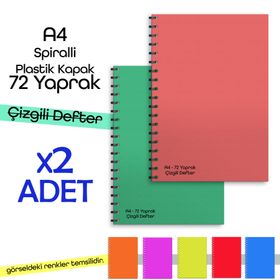 Fragman Yayınları A4 72 Yaprak 2 Adet Çizgili Spiralli Plastik Kapak Okul Defteri + Planlayıcı