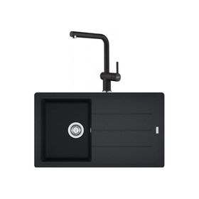 Franke BFG 611-86 Nero Granit Eviye + Active Plus Doccia 2.0 Nero Spiralli Mutfak Bataryası Seti