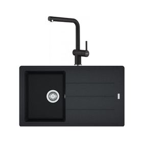 Franke BFG 611-86 Nero Granit Eviye + Active Plus Doccia 2.0 Nero Spiralli Mutfak Bataryası Seti
