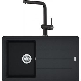 Franke BFG 611-86 Nero Granit Eviye + Active Plus Doccia 2.0 Nero Spiralli Mutfak Bataryası Seti