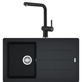 Franke BFG 611-86 Nero Granit Eviye + Active Plus Doccia 2.0 Nero Spiralli Mutfak Bataryası Seti