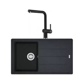 Franke BFG 611-86 Nero Granit Eviye + Active Plus Doccia 2.0 Nero Spiralli Mutfak Bataryası Seti