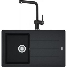 Franke BFG 611-86 Nero Granit Eviye + Active Plus Doccia 2.0 Nero Spiralli Mutfak Bataryası Seti