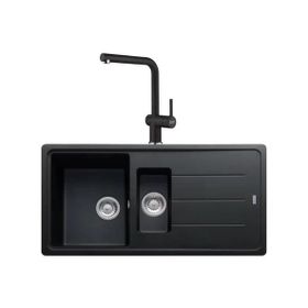 Franke BFG 651-97 Nero Granit Eviye + Active Plus Doccia 2.0 Nero Spiralli Mutfak Bataryası Seti
