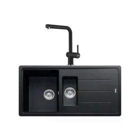 Franke BFG 651-97 Nero Granit Eviye + Active Plus Doccia 2.0 Nero Spiralli Mutfak Bataryası Seti