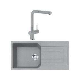 Franke Fragranit Urban Ubg 611-100 Stone Grey Tekgözlü+Active Plus Doccia Stone Grey Evye Armatür