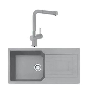 Franke Fragranit Urban Ubg 611-100 Stone Grey Tekgözlü+Active Plus Doccia Stone Grey Evye Armatür