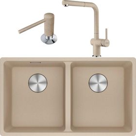 Franke Maris Avena MRG 120-35-35 Granit Eviye + Active Plus Doccia Spiralli Armatür ve Sıvı Sabunluk