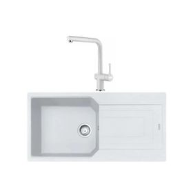Franke UBG 611-100 Bianco Granit Eviye + Active Plus Doccia 2.0 Bianco Spiralli Mutfak Bataryası Seti