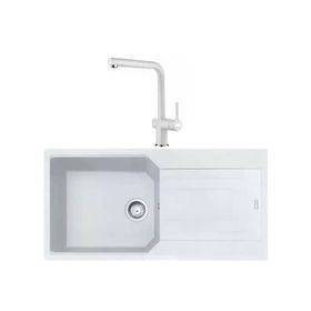 Franke UBG 611-100 Bianco Granit Eviye + Active Plus Doccia 2.0 Bianco Spiralli Mutfak Bataryası Seti