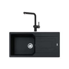 Franke UBG 611-100 Nero Granit Eviye + Active Plus Doccia 2.0 Nero Spiralli Mutfak Bataryası Seti