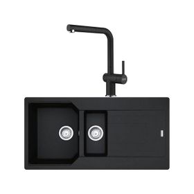 Franke UBG 651-100 Nero Granit Eviye + Active Plus Doccia 2.0 Nero Spiralli Mutfak Bataryası Seti