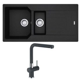 Franke UBG 651-100 Urban Granit Nero Eviye Active Plus Doccia Nero Armatür