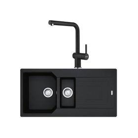 Franke UBG 651-100 Urban Granit Nero Eviye Active Plus Doccia Nero Armatür
