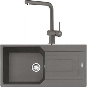 Franke Urban UBG 611-100 Stone Grey Granit Eviye-Active Plus Doccia Batarya Seti