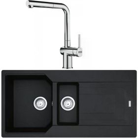 Franke Urban UBG 651-100 Nero Granit Eviye-Active Plus Doccia Krom Batarya Seti