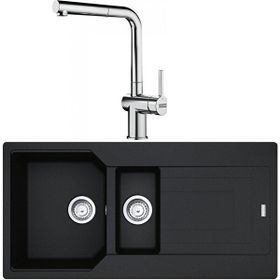 Franke Urban UBG 651-100 Nero Granit Eviye-Active Plus Doccia Krom Batarya Seti