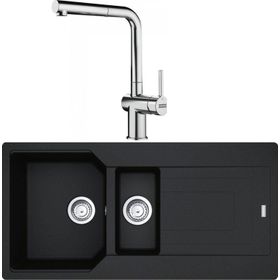 Franke Urban UBG 651-100 Nero Granit Eviye-Active Plus Doccia Krom Batarya Seti